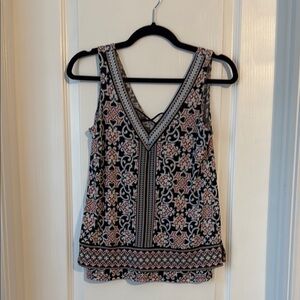Women's navy and Pink Patterned Sleeveless Top
